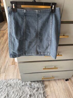 Free People faded blue denim mini with zipper detail